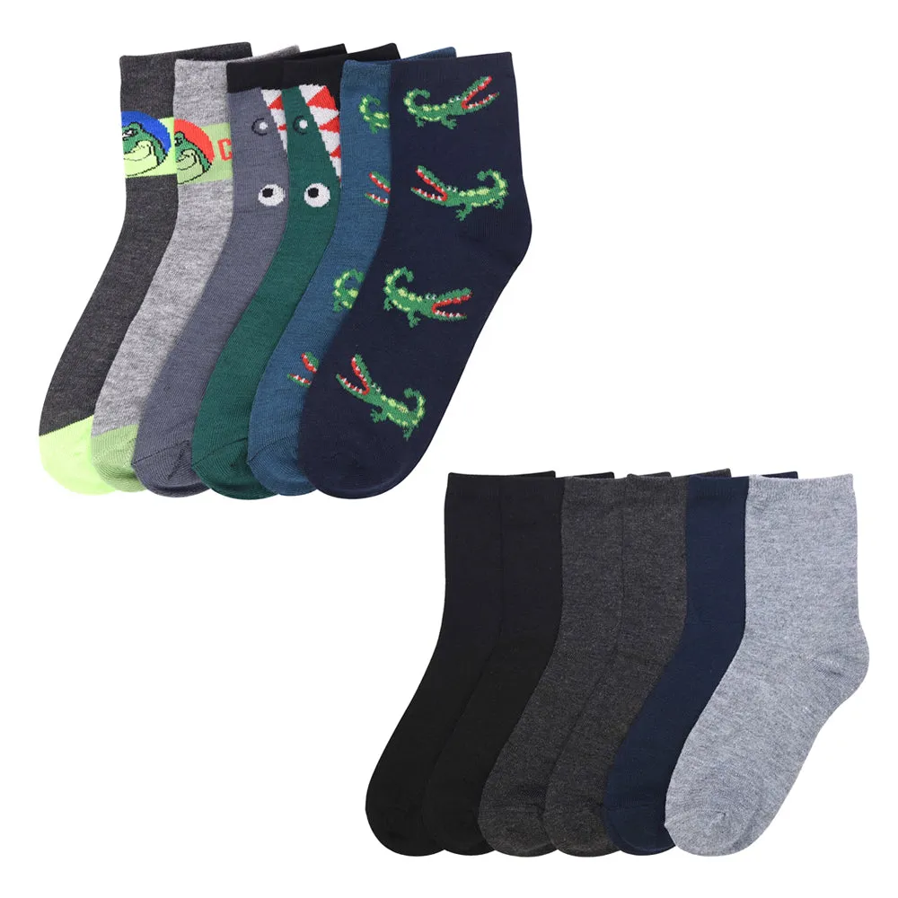 3 Pairs Kids Boys Design Crew Socks Size Age 6-8 Toddler Casual Sport Comfort US