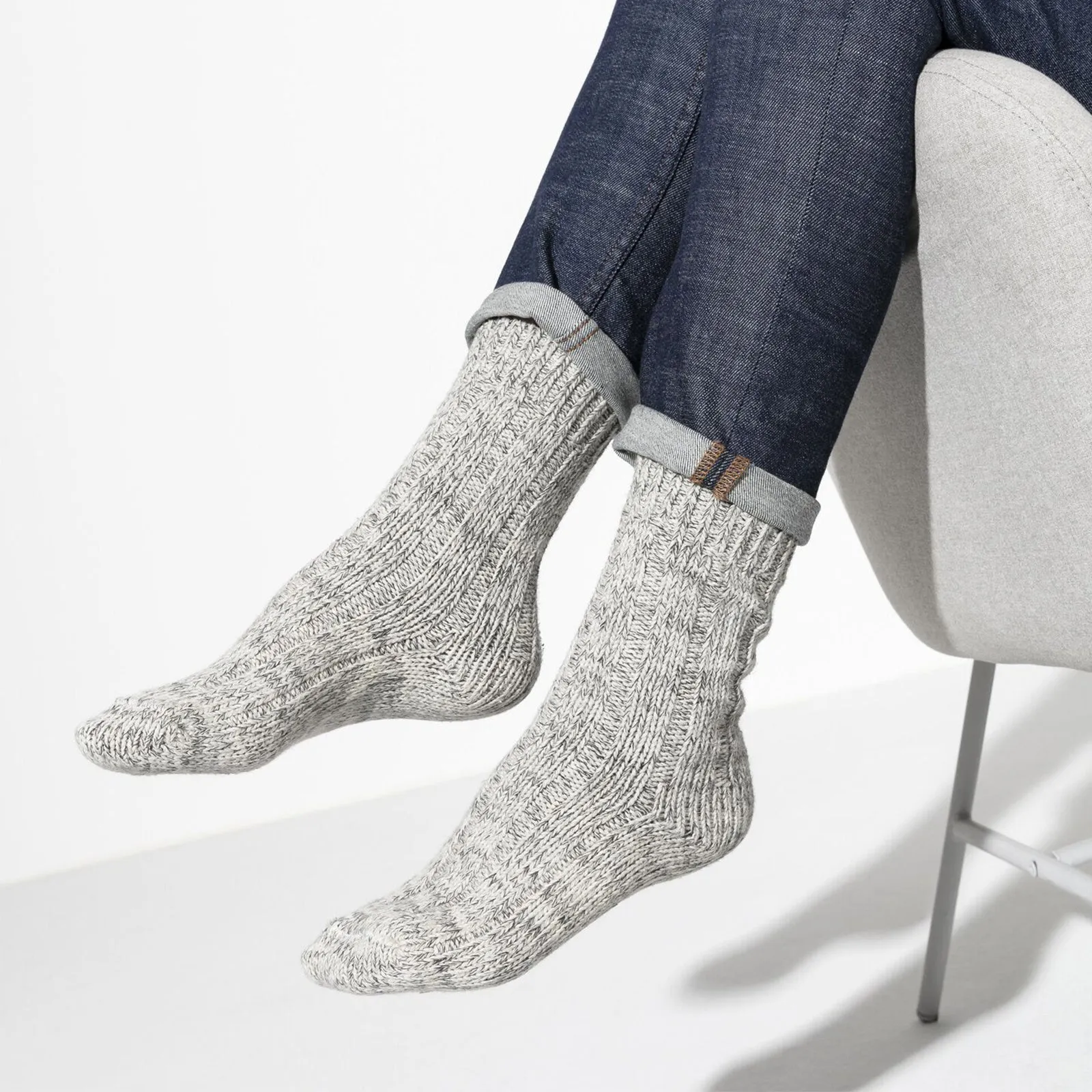 Birkenstock Cotton Twist Crew Sock (Women) - Light Gray