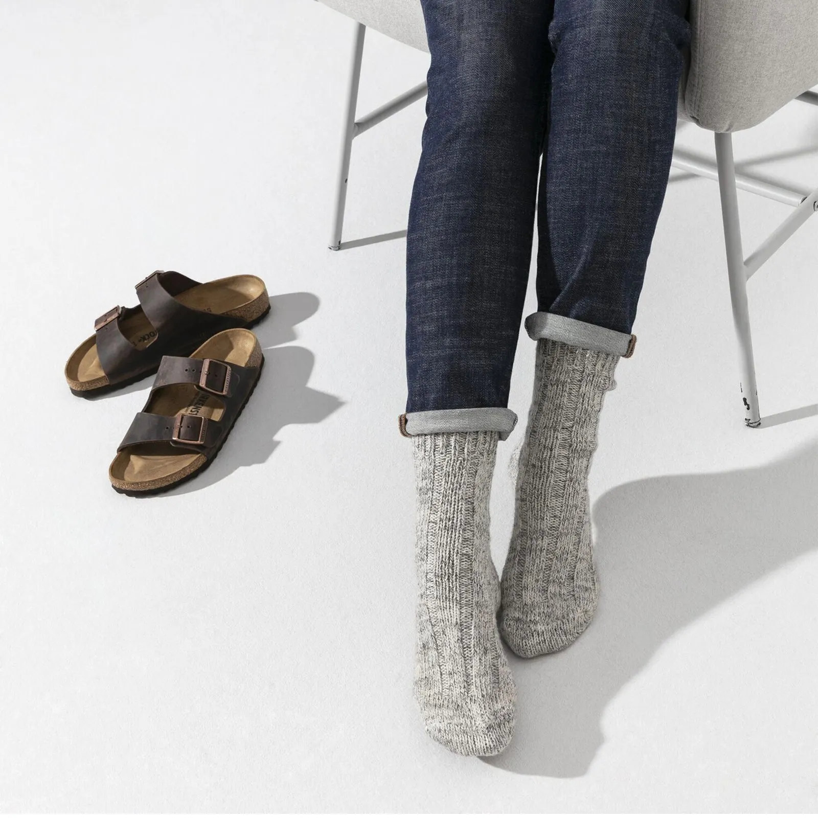 Birkenstock Cotton Twist Crew Sock (Women) - Light Gray