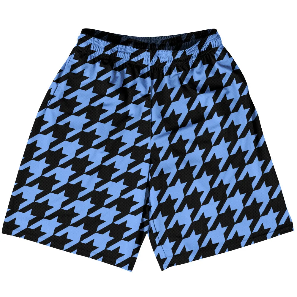 Blue Carolina And Black Houndstooth Basketball Practice Shorts Made In USA