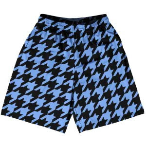 Blue Carolina And Black Houndstooth Basketball Practice Shorts Made In USA