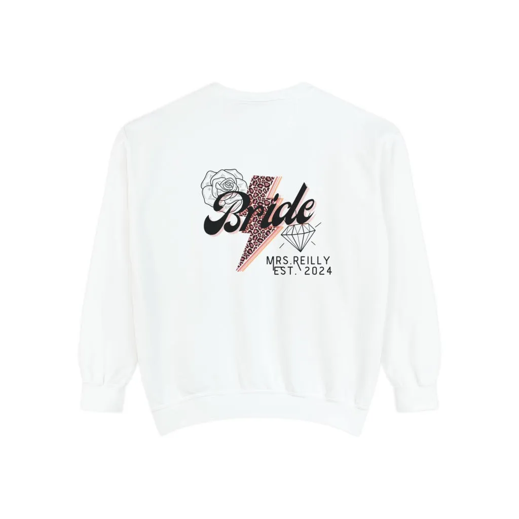 Bride Comfort Colors Sweatshirt, Pink Bolt