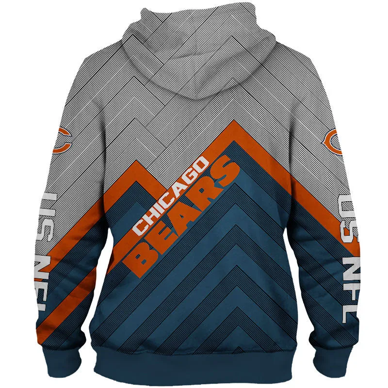 Chicago Bears NFL Rugby Team Printed Zip Up Hoodie