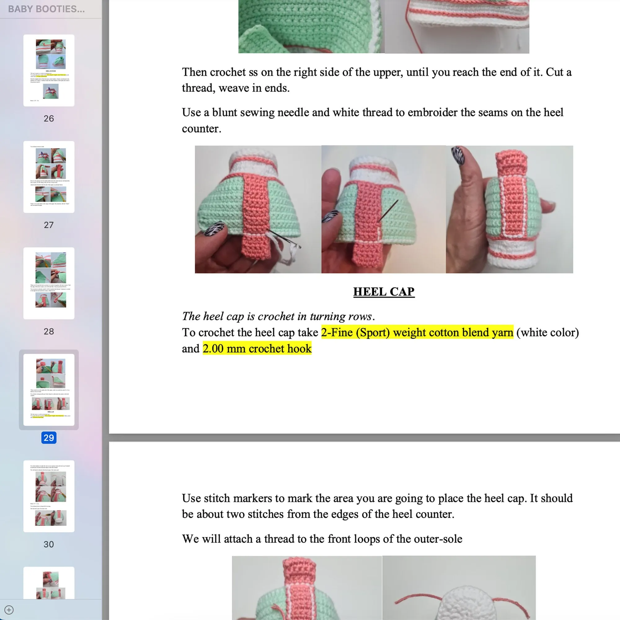 Crochet pattern Baby Shoe, US standard terms, Skill level beginner