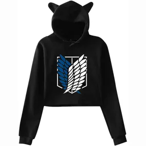Girl's Attack On Titan Cute Cat Ear Hoodie Sweater