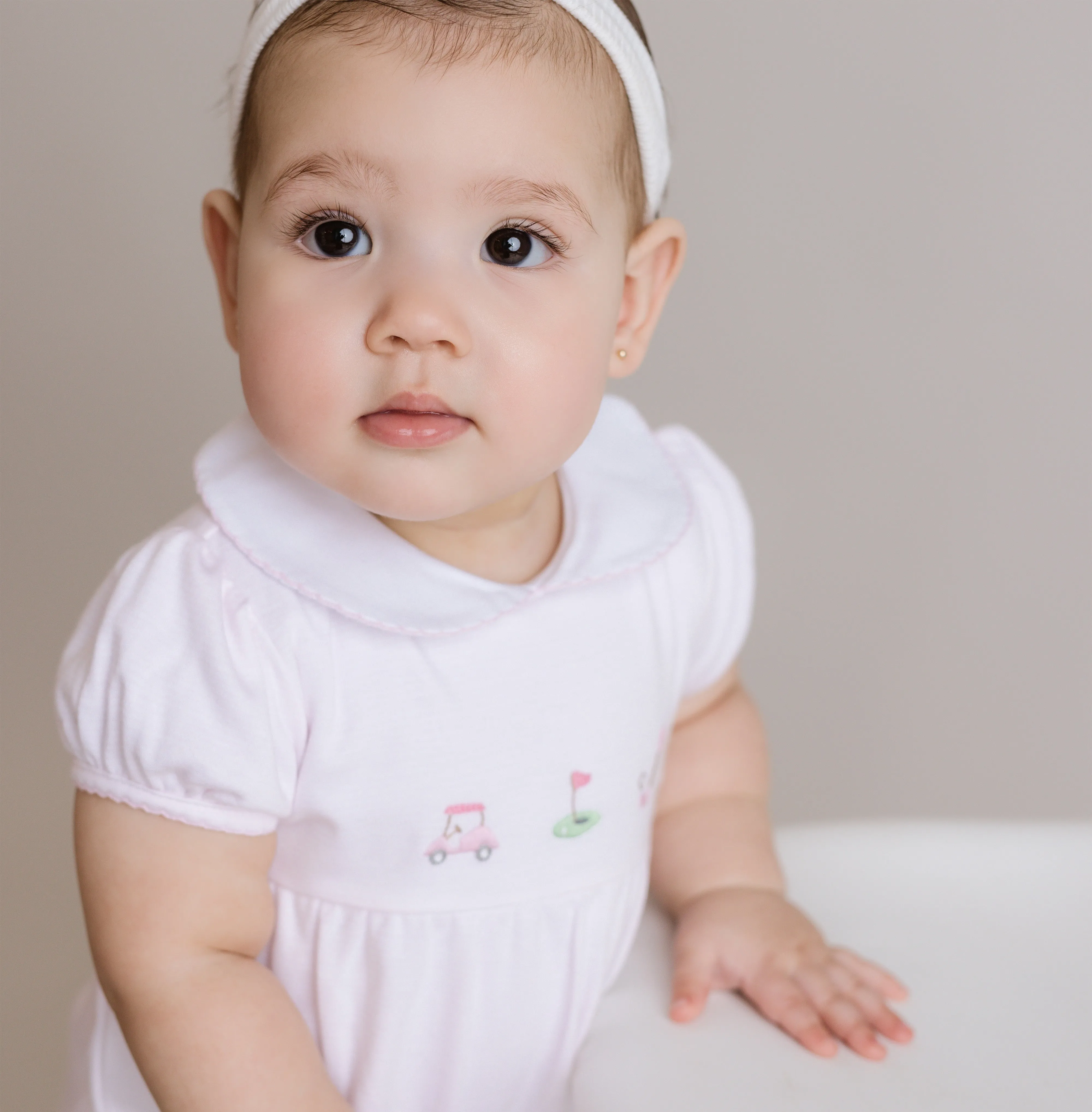 Golf Round Collar Pima Dress, Infant Girls, Pink