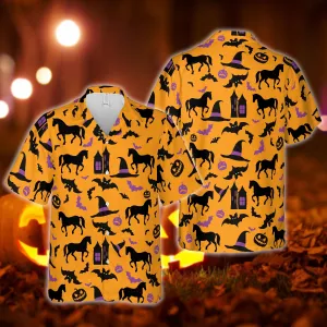 Happy Halloween Horse Pattern Hawaiian Shirt Men Women
