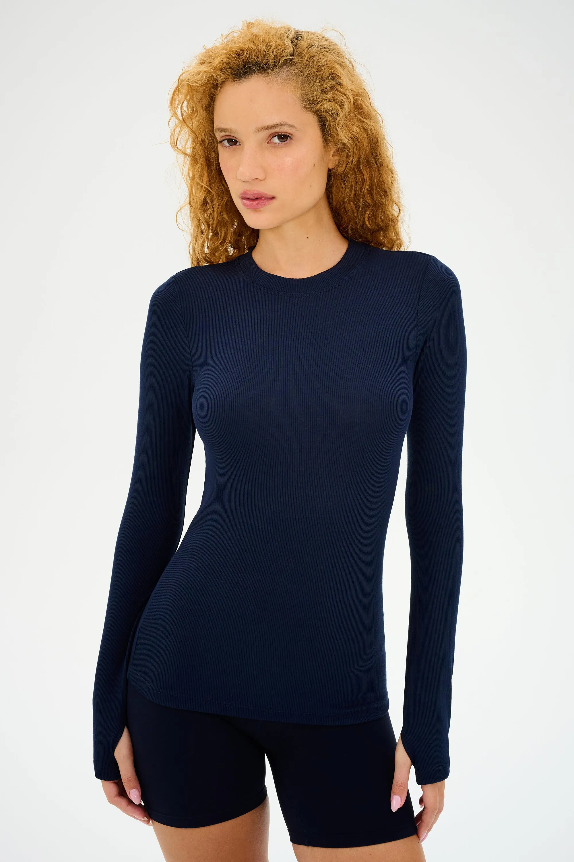Louise Rib Long Sleeve - Indigo
