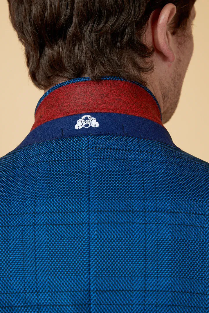 MARC DARCY Jerry Blazer - Mens Slim Fit - Blue Check