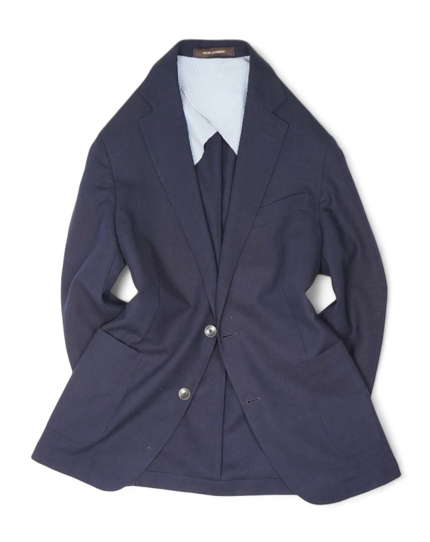 Oscar Jacobson - Navy Wool Hopsack Sports Jacket 52