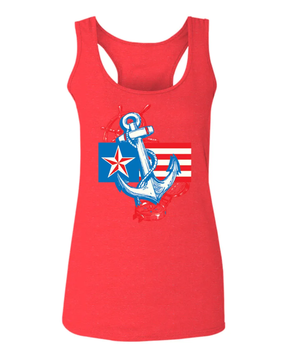 USA American Anchor Sea Marine US Navy Sailor Seals  women's Tank Top sleeveless Racerback