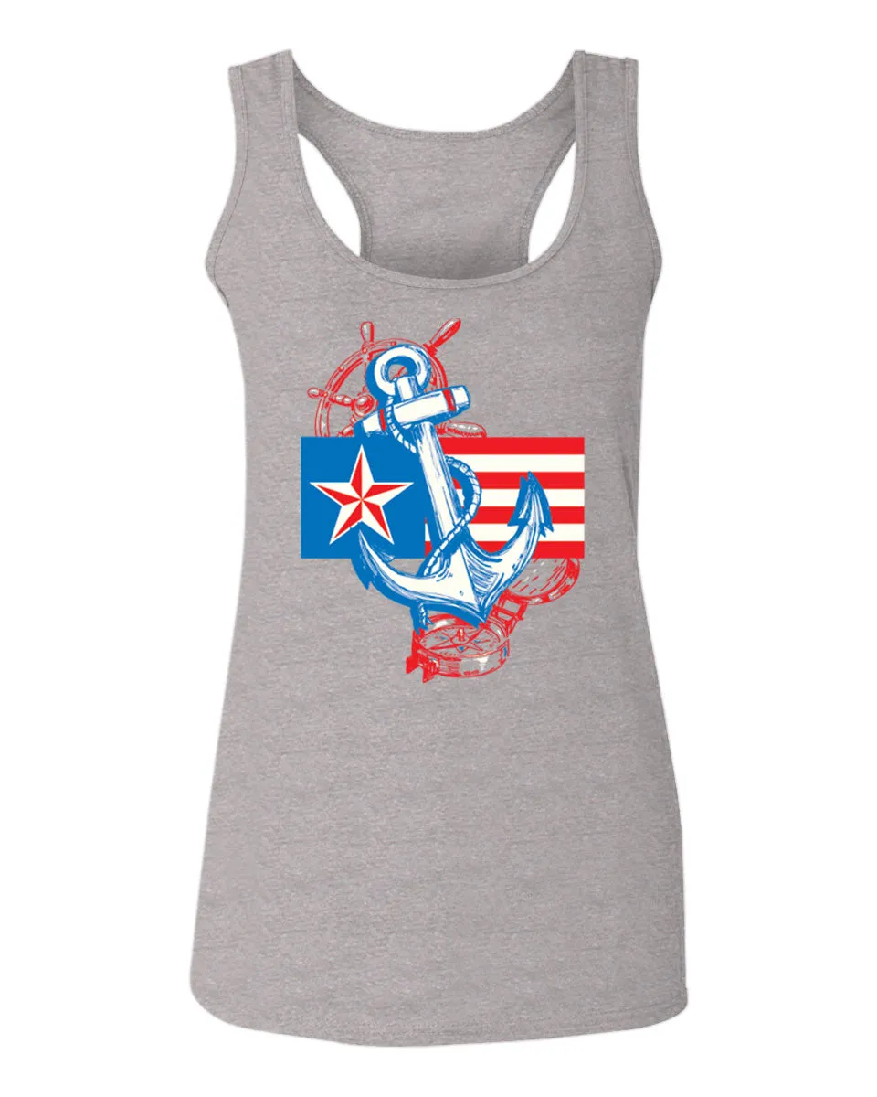 USA American Anchor Sea Marine US Navy Sailor Seals  women's Tank Top sleeveless Racerback