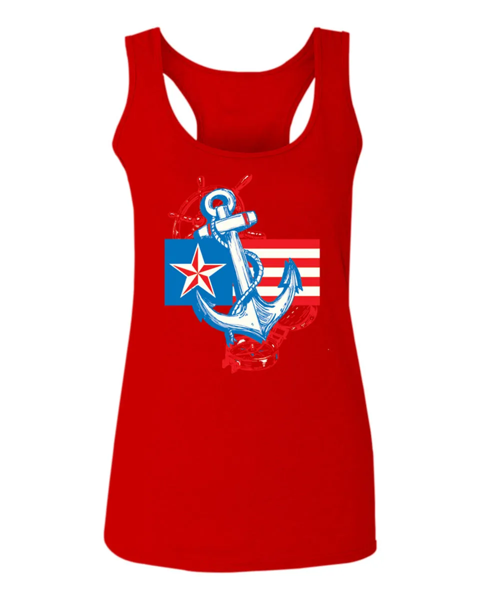 USA American Anchor Sea Marine US Navy Sailor Seals  women's Tank Top sleeveless Racerback