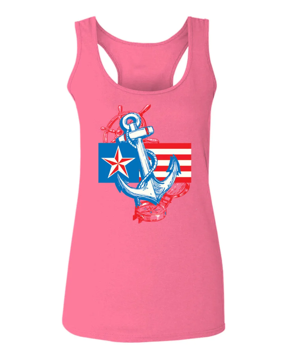 USA American Anchor Sea Marine US Navy Sailor Seals  women's Tank Top sleeveless Racerback