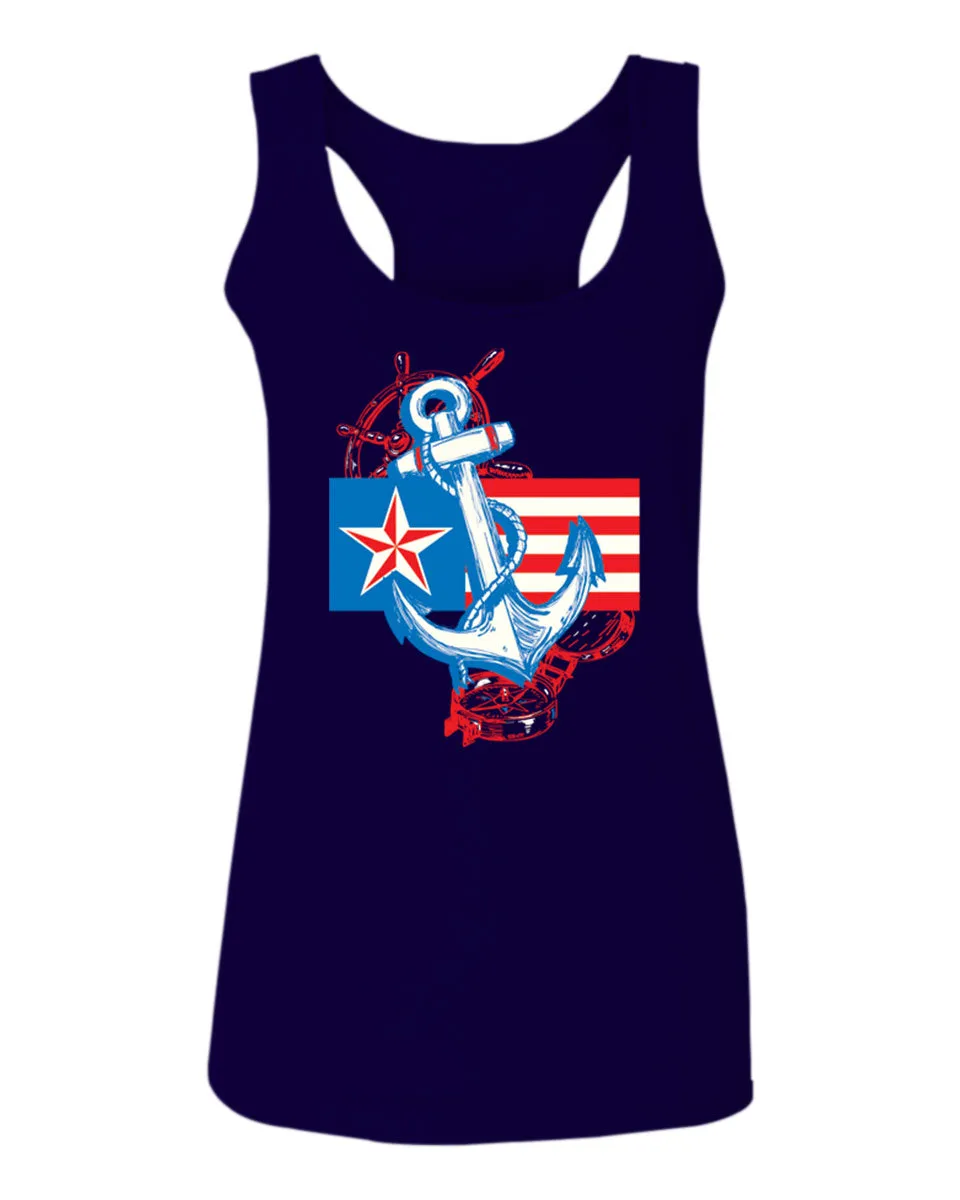USA American Anchor Sea Marine US Navy Sailor Seals  women's Tank Top sleeveless Racerback